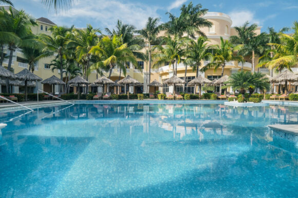 Poolside at Iberostar Grand Rose Hall hotel in Jamaica